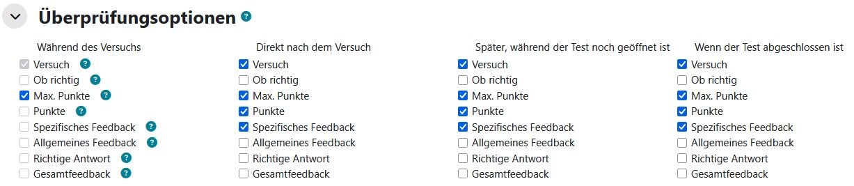 Übungstest – direkte Rückmeldung